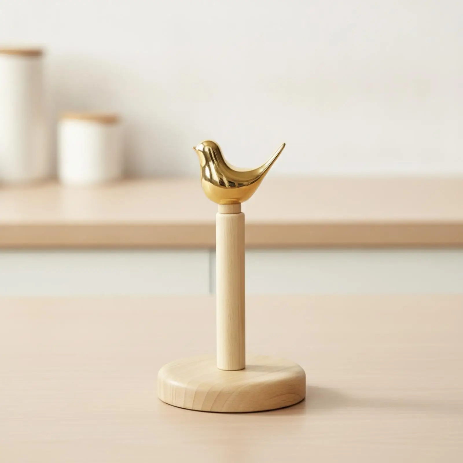 Wooden Paper Towel Holder Functional Freestanding Paper Towel Holder with Animal Topper Kitchen Accessory Sturdy Decorative