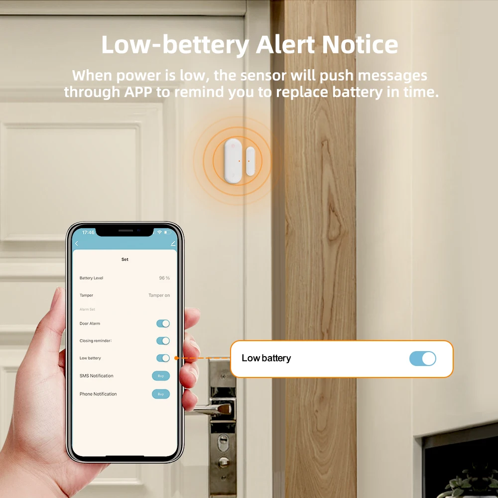 AVATTO Tuya ZigBee/WiFi Door Sensor Smart Door Open/Closed Wireless Detectors Window Sensor APP Works With Alexa Google Home