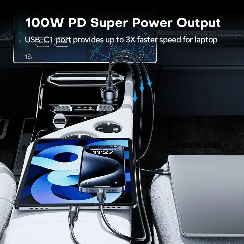 Asometech 138w Car Charger Usb Type C Gan 100w 65w 45w 20w Pps Pd Qc3.0 thumbnail 4