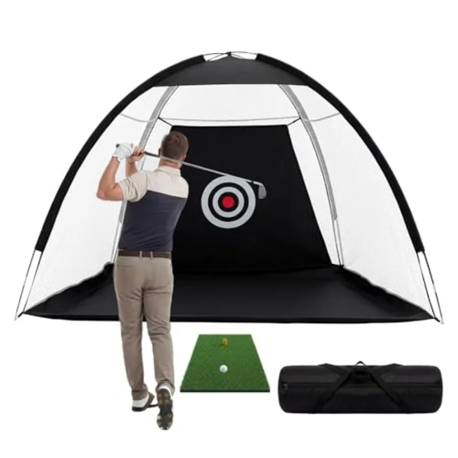 

Golf Net and Mat for Practice, 10x7 ft Hitting Aid Nets for Backyard Driving Chipping Indoor Outdoor Use with Mat Anti Tear Net