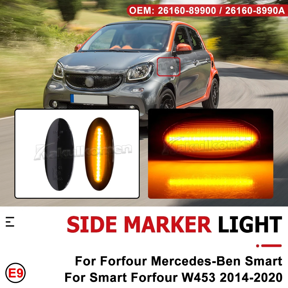 2pcs Dynamic Amber Side Marker Lamp For Renault Koleos 2008 2009 2010 2011 Flashing LED Flowing Turn Signal Blinker Light ​