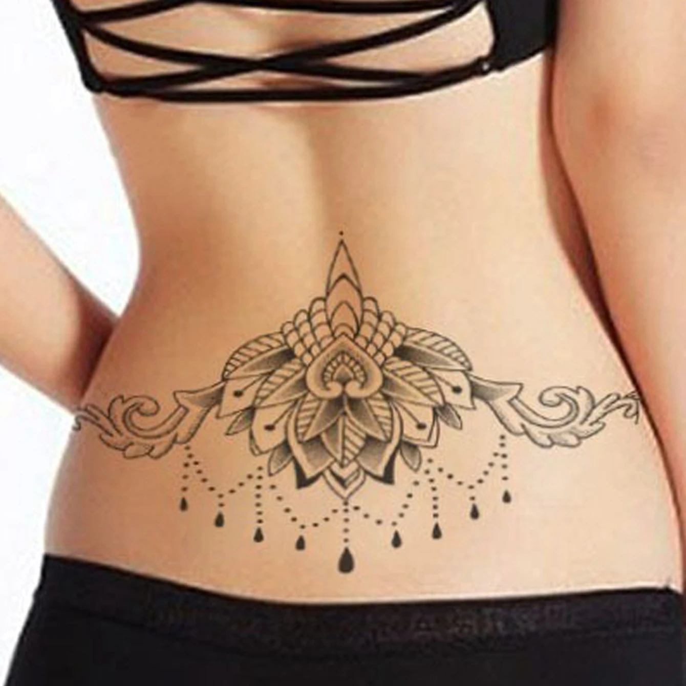 Waterproof Temporary Tattoo sticker body henna waist breast chest mandala tatto stickers flash tatoo fake tattoos for women