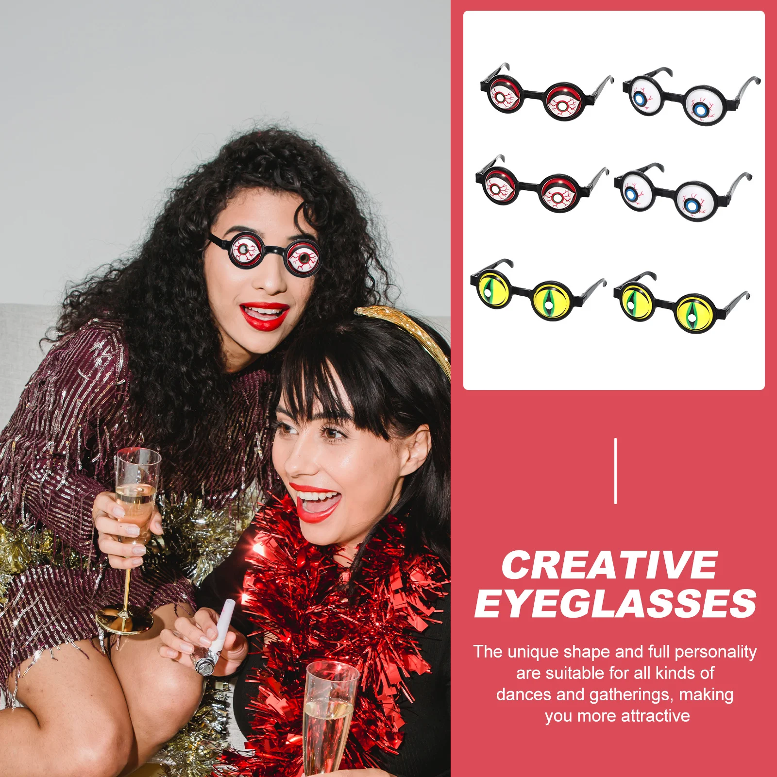 

6 шт., забавные очки на Хэллоуин, страшные очки, креативные товары для вечеринок, очки для вечеринок, реквизит для фотосессии, забавные очки