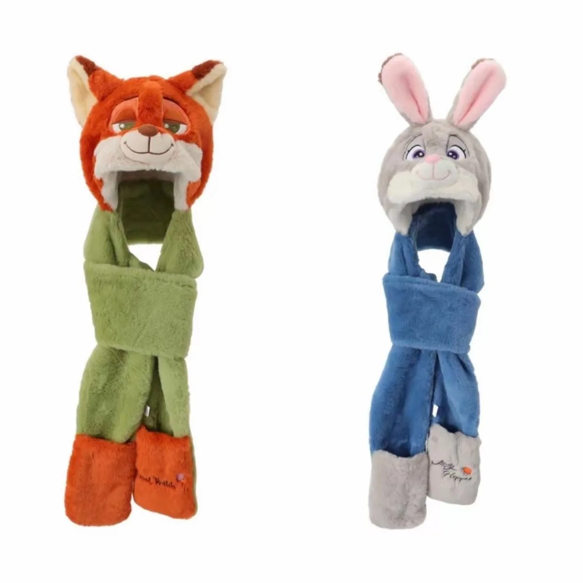 Judy & Nick Conjunto de guantes y gorro con bufanda de felpa integrada 3 en 1 - Diseño lindo de moda, súper suave, acogedor y cálido