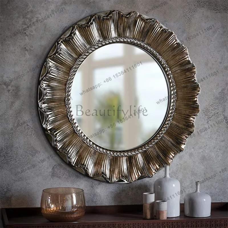 Sunglasses living room wall decoration creative entrance fireplace art decorative mirror carved mirror