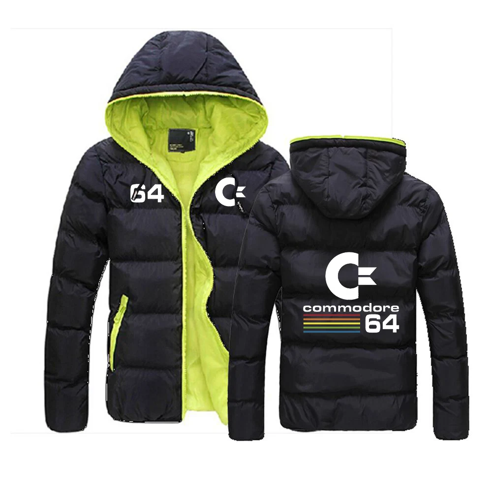 Commodore 64 2024 New Men C64 SID Amiga Retro 8-bit Autumn Cotton Jacket Comfortable Casual Hooded Comfortable Solid Color Coat