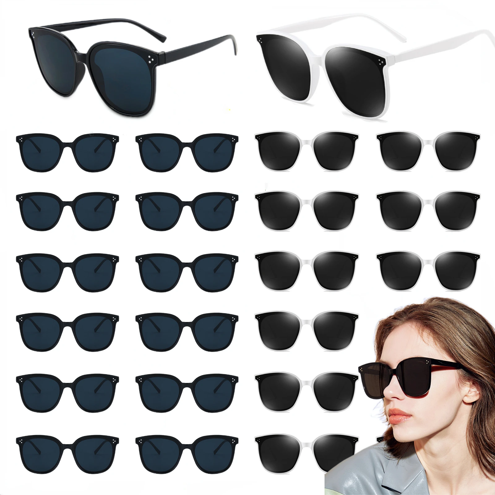 100-12Pcs Wedding Sunglasses Gifts for Guests Bachelorette Party Sunglasses Bridesmaids Groomsman Retro Round Sunglasses