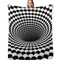 Optical Illusion Black and White Scales Houndstooth Black Hole Vortex Throw Blanket Blankets For Sofas Luxury Throw Blankets