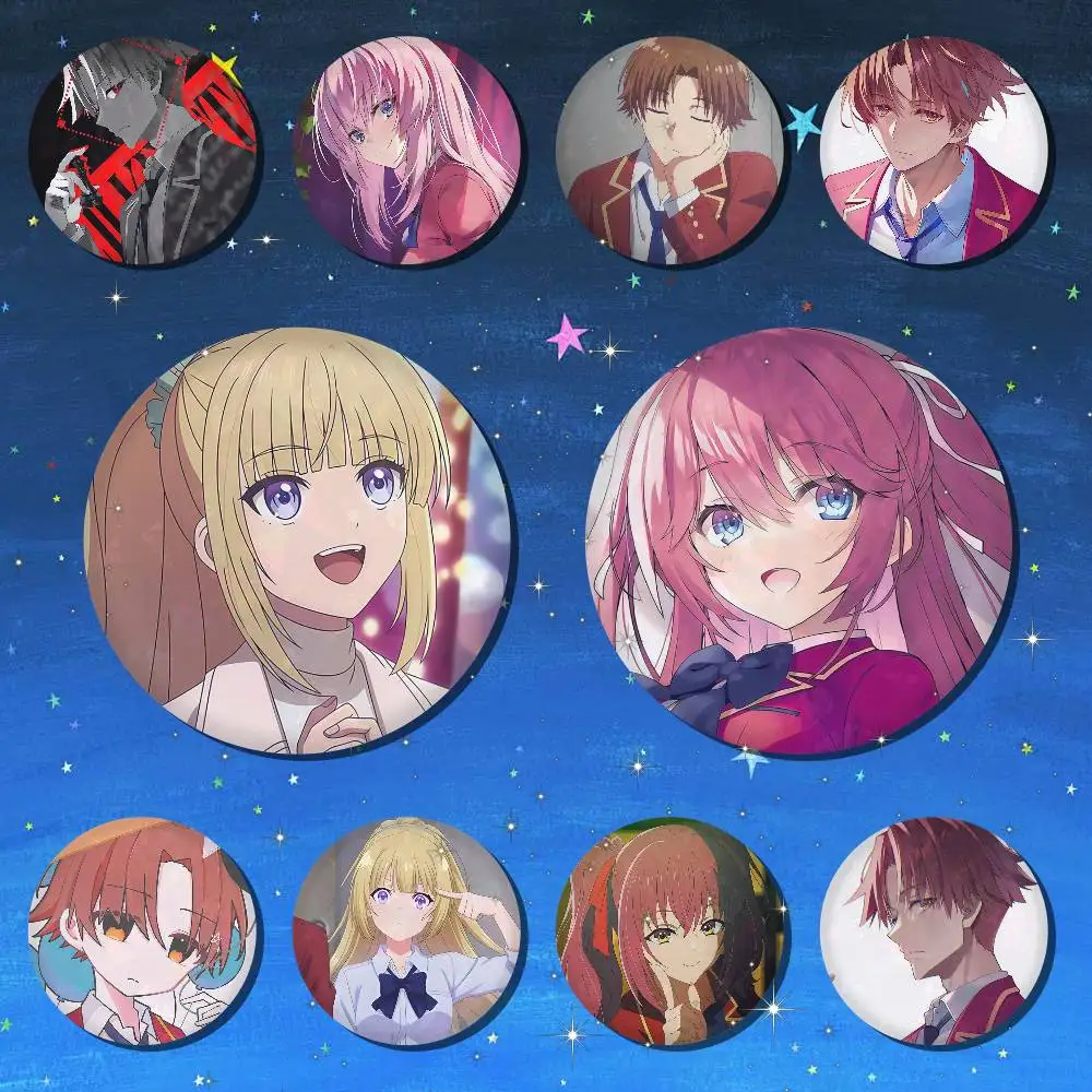 A-Classroom Of The Elite Badge On Backpack Accessories Manga Icons Pins Round Cartoon Brooches For Clothes Bag Decor Gifts