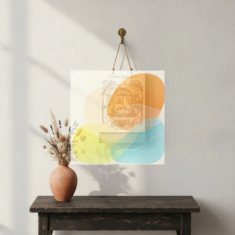 2027 Nepal Hand Drawn Standing Calendar Cartoon Illustrations with Hanging Rope Dual Use for Desktop & Wall Decoration