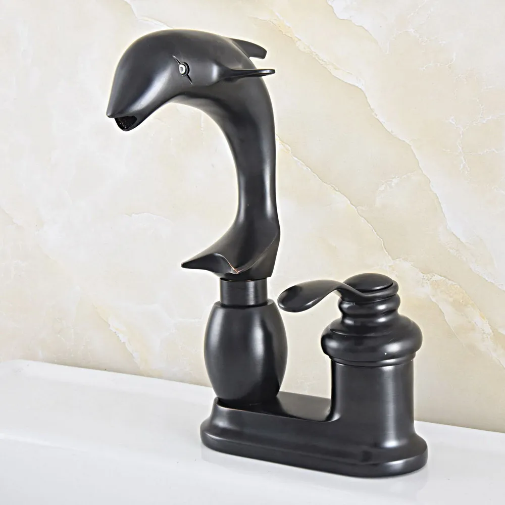 

Oil Rubbed Bronze Bathroom Basin Faucet Dolphin Shape Style Vanity Sink Mixer Tap Deck Mounted Hot And Cold Mixer tsf830