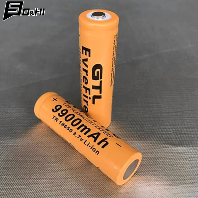 18650 battery 3,7V 9900 mAh LED batera recargable de Li-Ion para linterna with Button Top