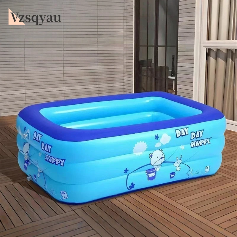 Piscina cuadrada inflable de 210cm para niños, piscina inflable, bañera para bebés y niños, hogar al aire libre, diversión con agua al aire libre