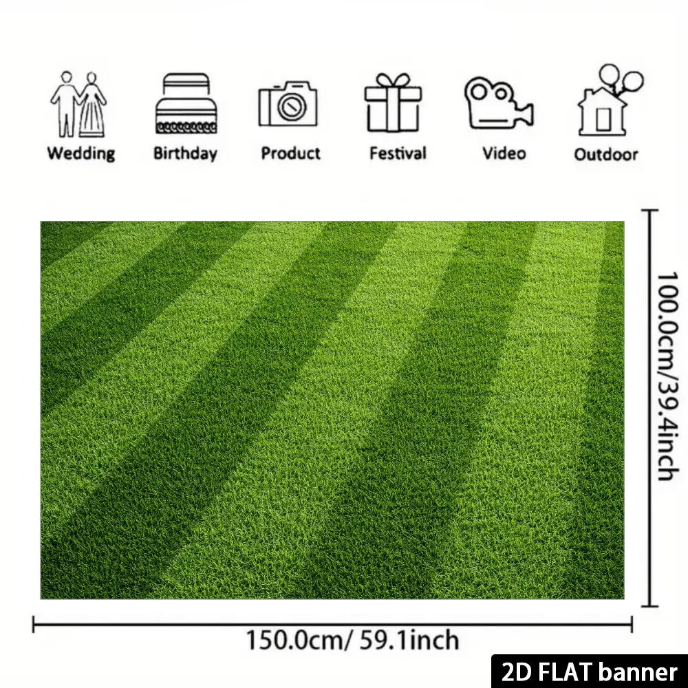 1 Stück, 2D flach, Fußballfeld-Rasen-Hintergrund. Realistische grüne Grasstruktur, fußballthemenbezogene Szenengestaltung, aus langlebigen Materialien. w – Detail 6