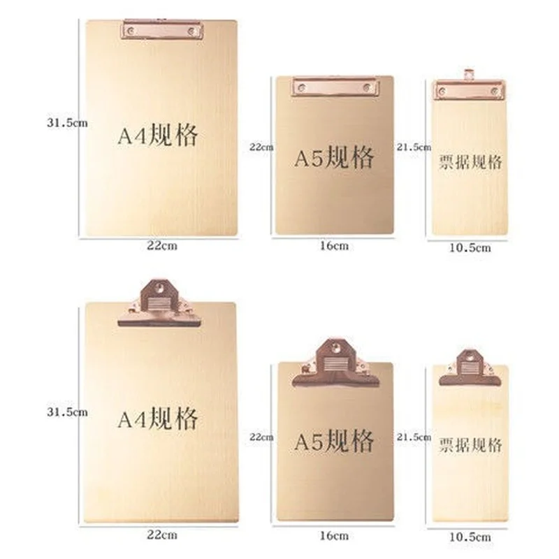 A4/a5 clipboard Stainless Steel Rose Gold Writing Signature Clipboard Metal Menu Clip/Bill Holder Small Business Supplies