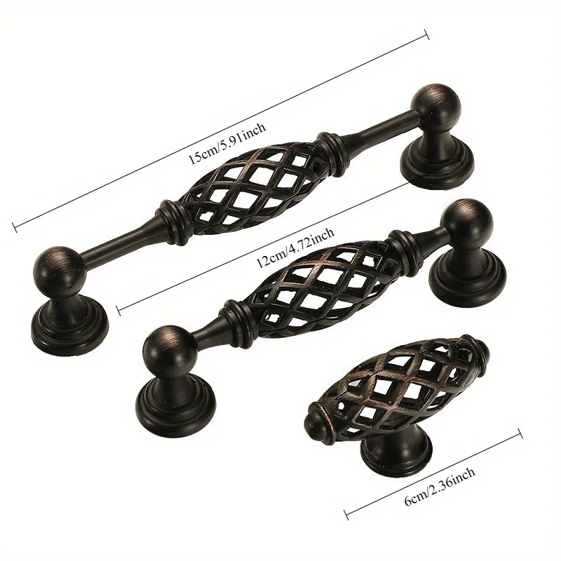 1pc Vintage Antique Bronze Cabinet Handles Hollow Out Birdcage Cabinet Pulls Drawer Knobs Wardrobe Door Pullers Furniture Handle