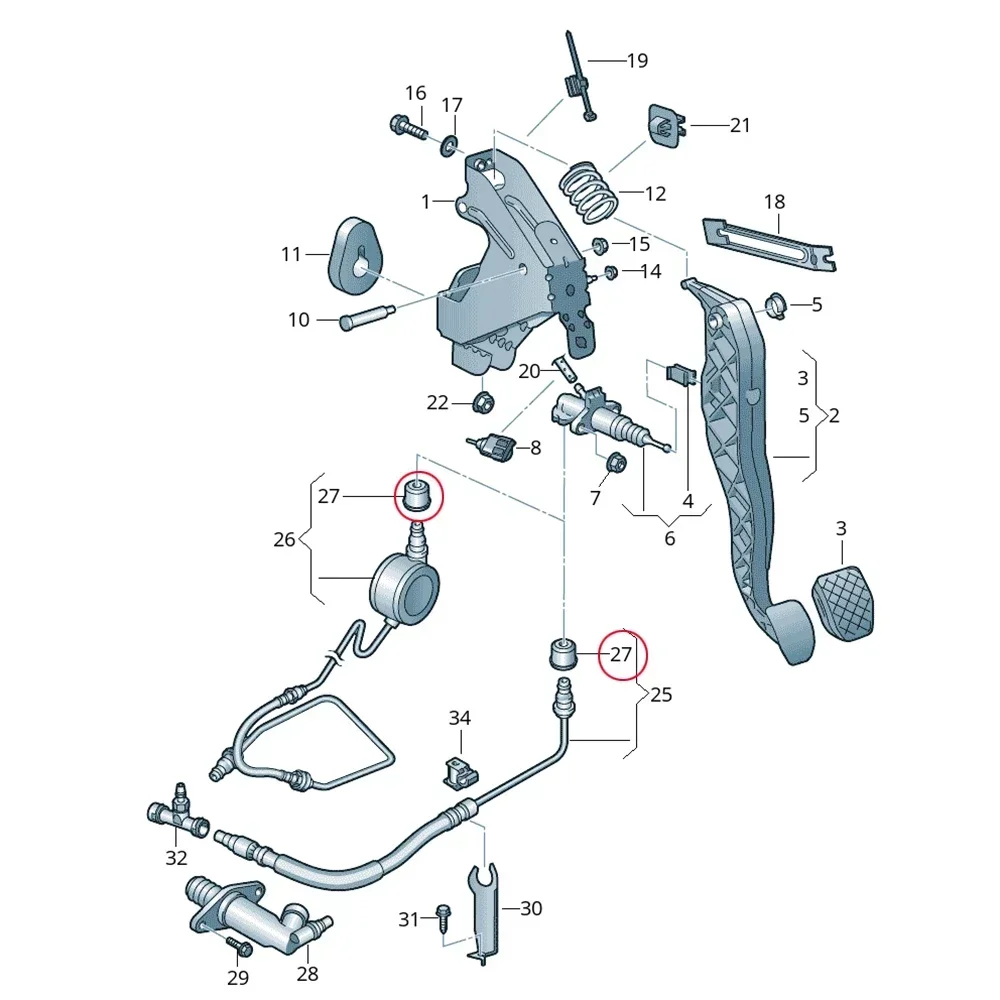 1/10 Set Set di riparazione della guarnizione del tubo del cilindro principale della frizione dell\'auto per VW Arteon 3H 2017 - 2020141143A 1