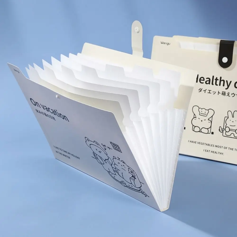 Waterproof A4 File Folder Fashion 8 Pockets Large Capacity File Organizer PP Thickened Classification Folder School Office