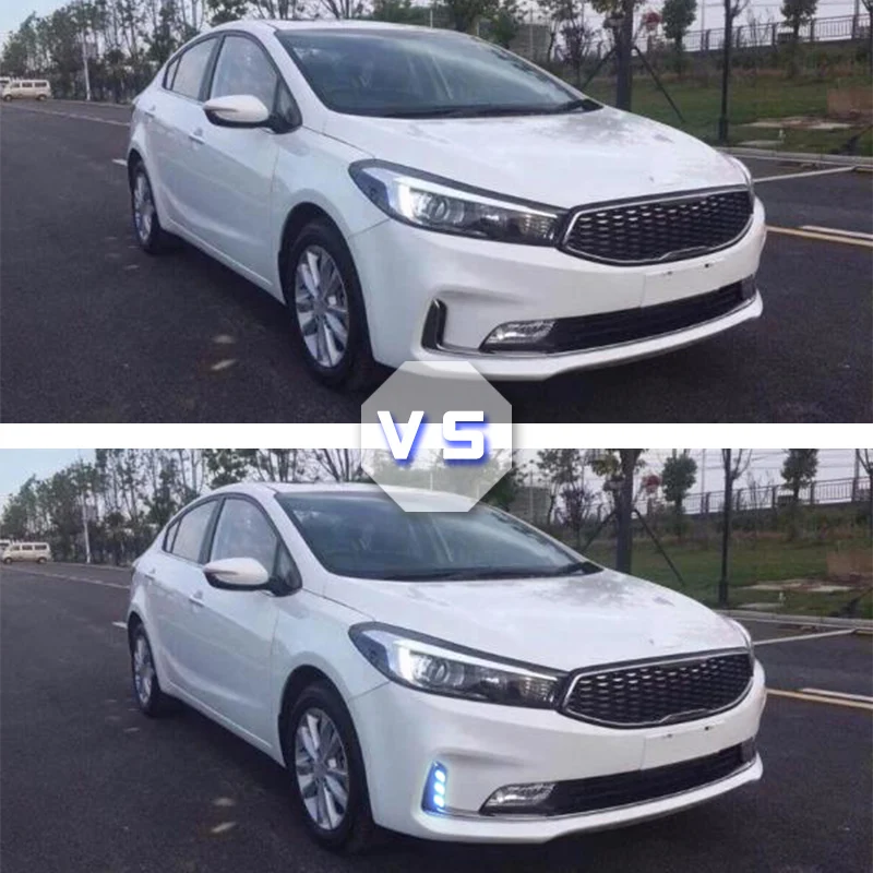 2pcs LED DRL daytime running light top quality for kia k3 2016, blue night light, yellow turn signal