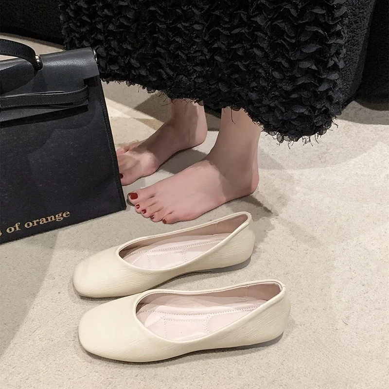 

Soft Bottom Mary Jane Shoes round Toe Slip-On Flat Heel Women's Fashion Single Strap Casual Shoes Korean Style PU Lined