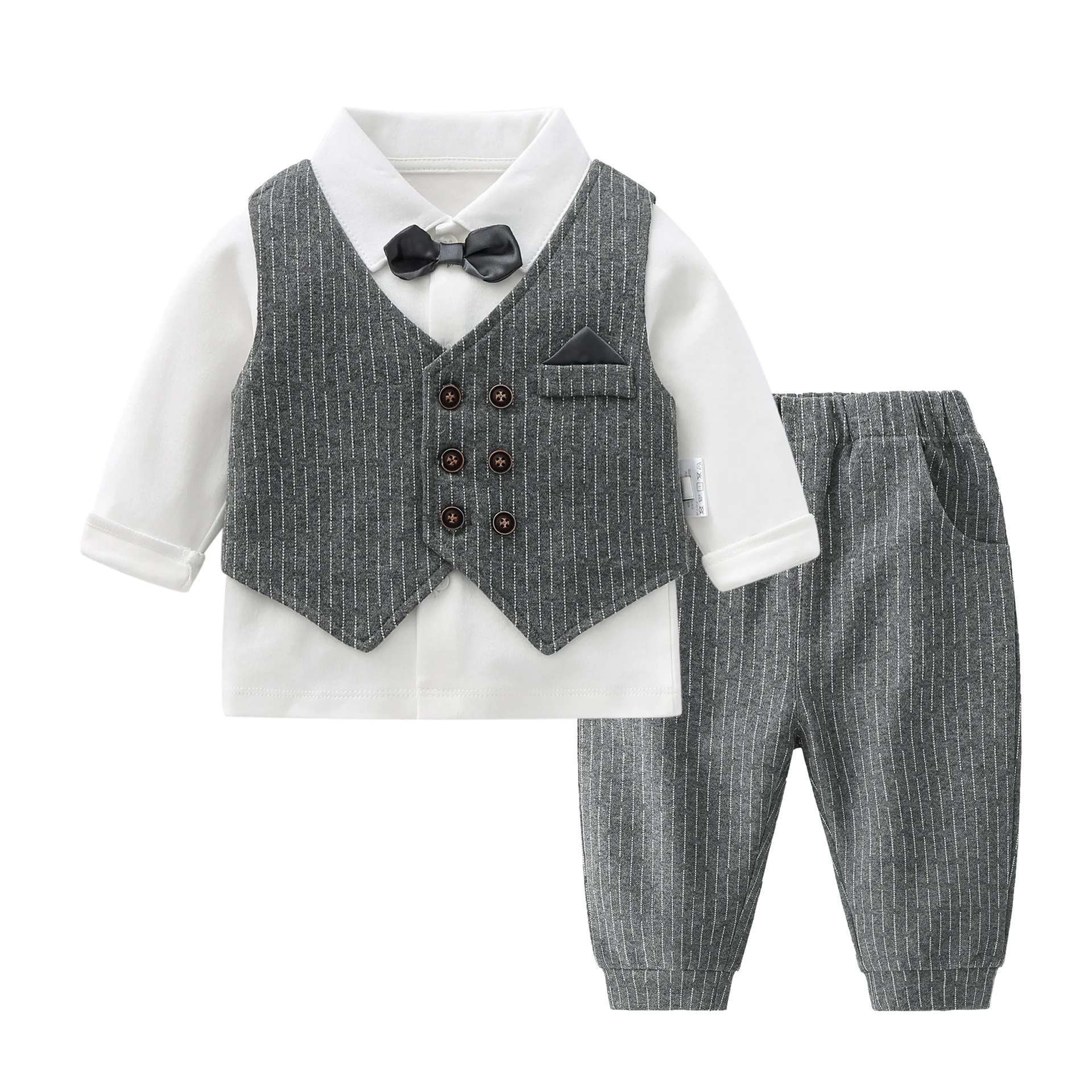 

Cocapsol Boys' Children's Clothing Spring And Autumn Hundred Day Old Gentleman Dress Long Sleeve Baby Set