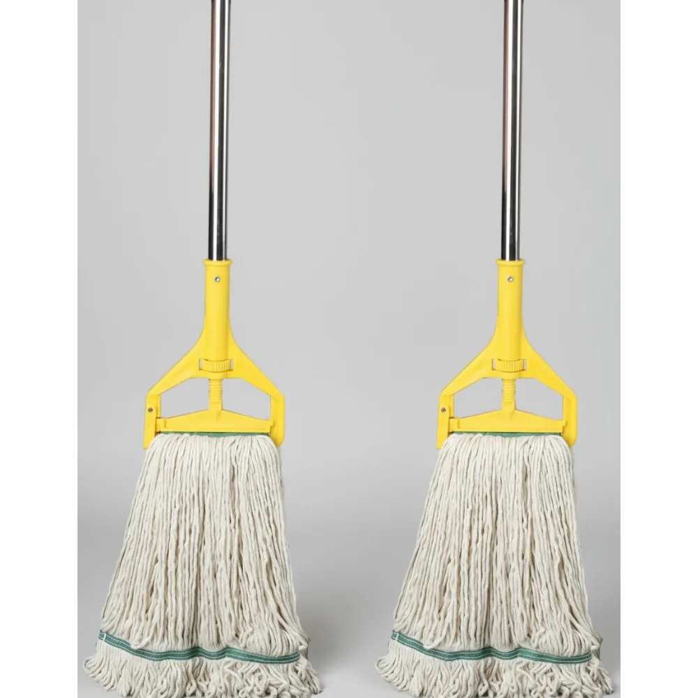 ممسحة مبللة تجارية شديدة التحمل، عمود من الفولاذ المقاوم للصدأ مقاس 67 بوصة، تصميم ذو نهاية دائرية لأقصى اتصال أرضية، عبوتان #1