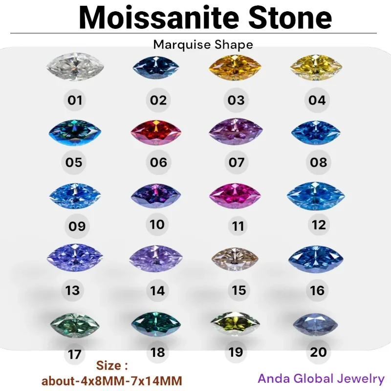 

Hot Sell Moissanite Stone Marquise Shape VVS1 Combination Chain Charms Beads with Certificate for Advanced Jewelry Making Ma