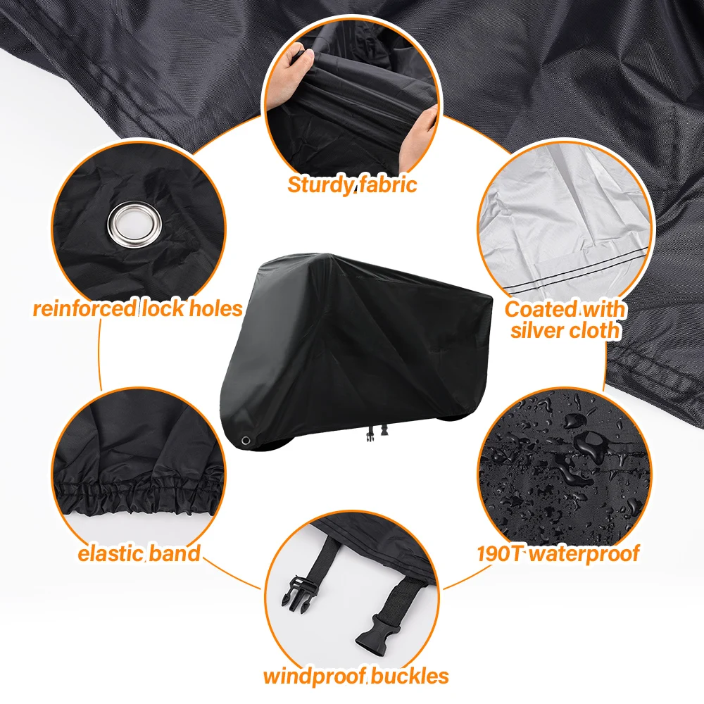 

Black 190T Bicycle cover electric vehicle cover motorcycle rain cover dust cover dust r All Season Dustproof UV Protective