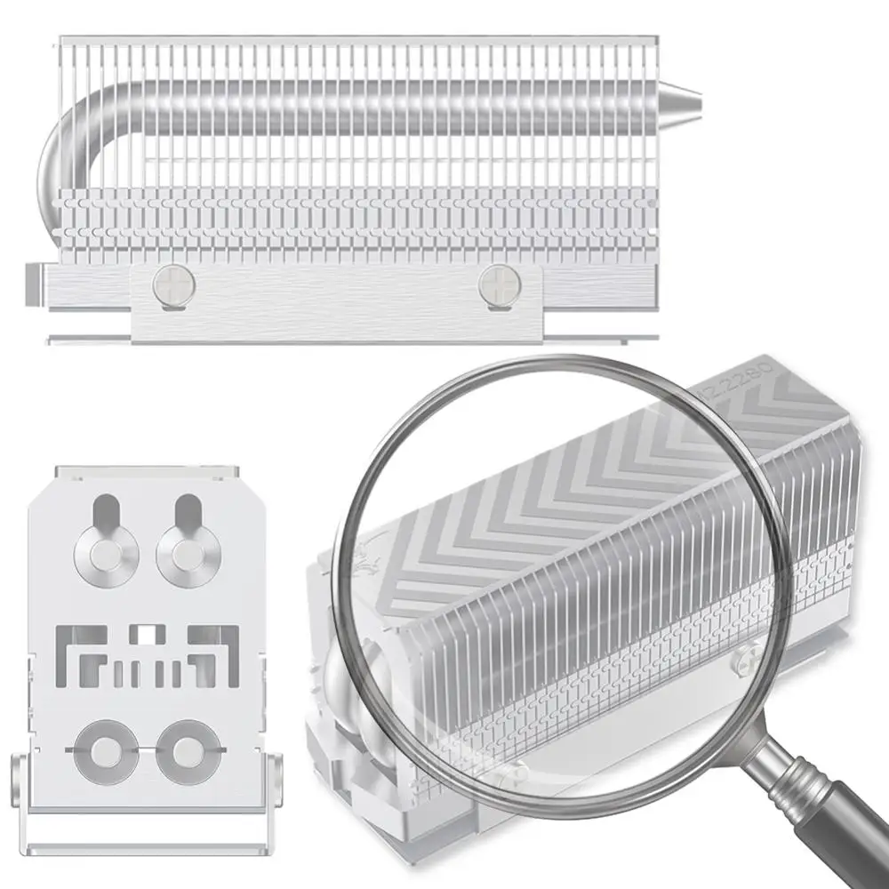 M.2 2280 SSD Heatsink SSD Radiator 2xAGHP Heat Pipe M.2 SSD Cooler Gasket Reflow Welding with Thermal Silicone Pad