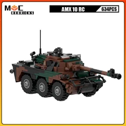 Modern French Reconnaissance Tank AMX 10 Fire Support Armored Vehicle Building Block Assembly MIlitary Weapon Model Bricks Toys