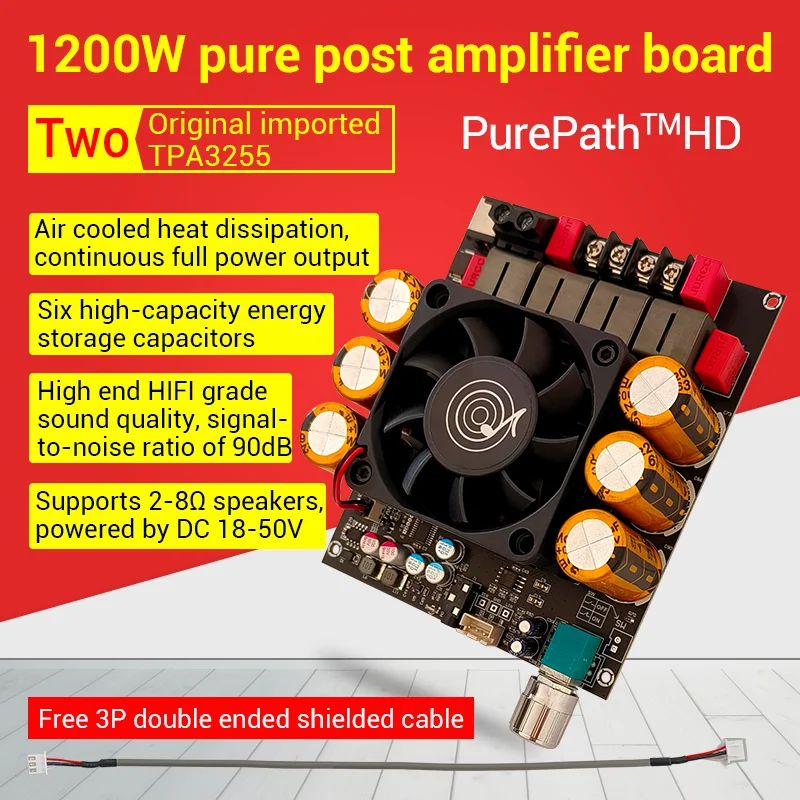 ZK-6002 Pure Post Amplifier Board 2.0 Stereo With High And Low Frequency Modulation 600W+600W TPA3255