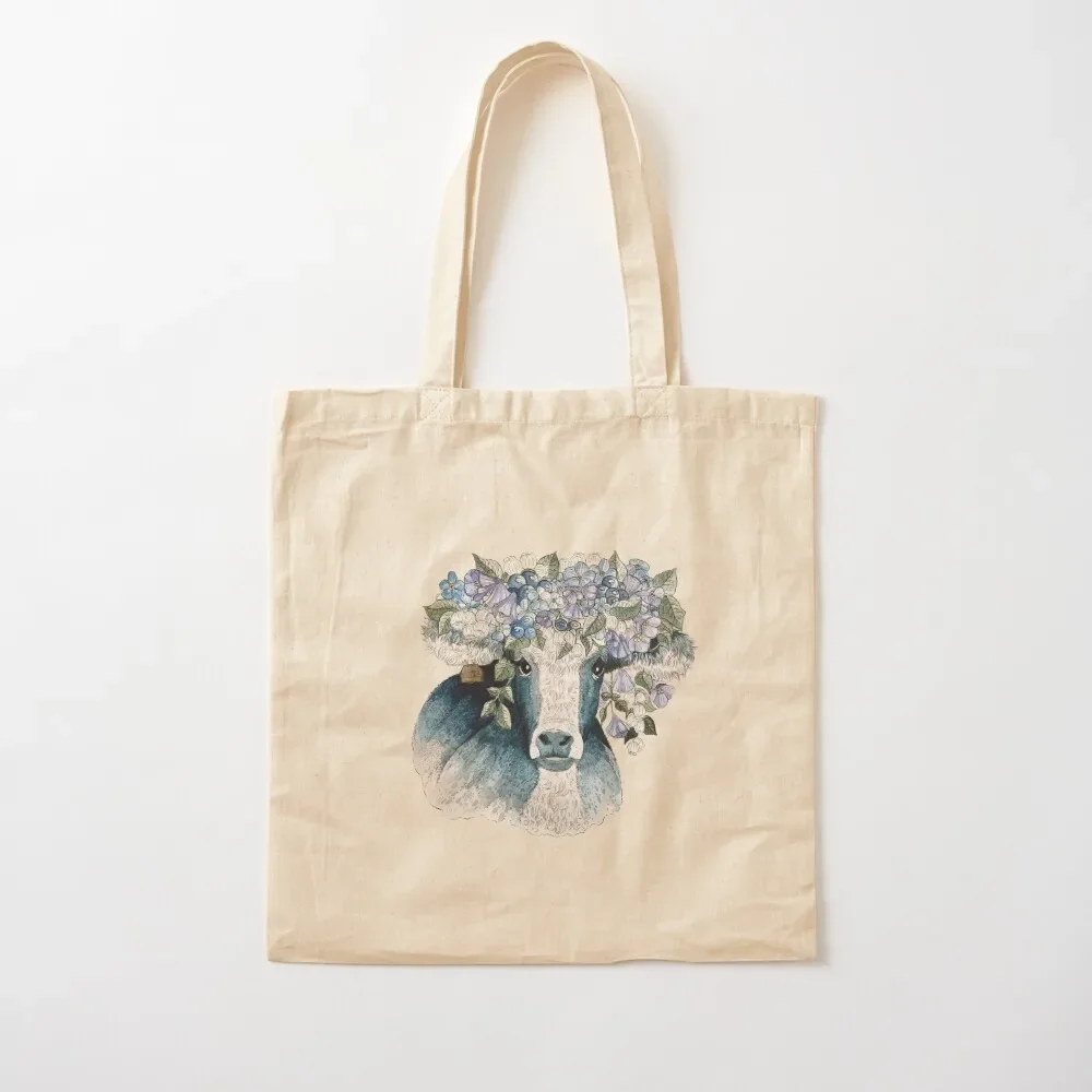 Bluebell Blueberry Watercolor Cow Painting Tote Bag tote bag women Big bag women Women bags