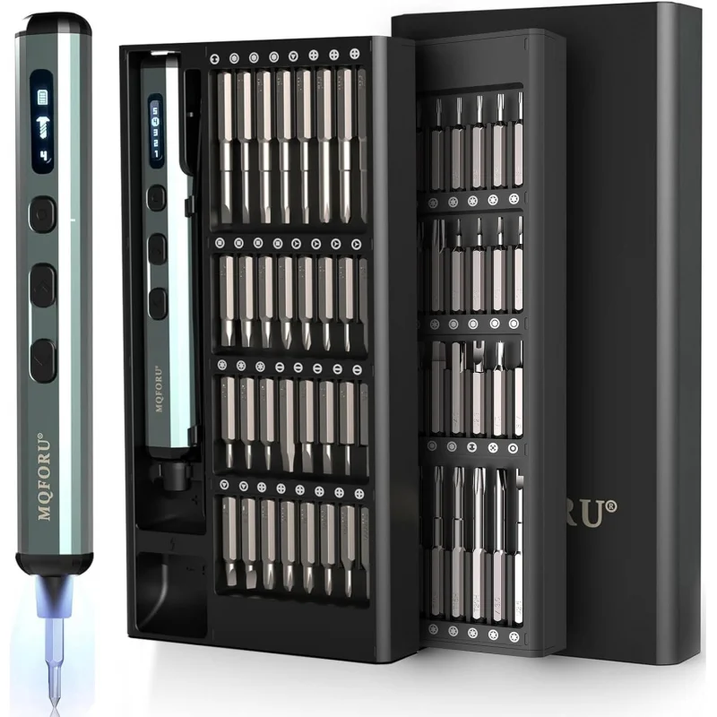 

MQFORU Precision Electric Screwdriver Kit (72-in-1) | Magnetic Bits, 5 Torque Settings, LED Display