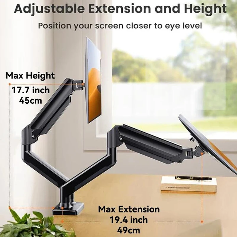 360° Adjustable Pc Monitor Arm 2 In 1 Monitor Bracket, Monitor Stand For 13-32