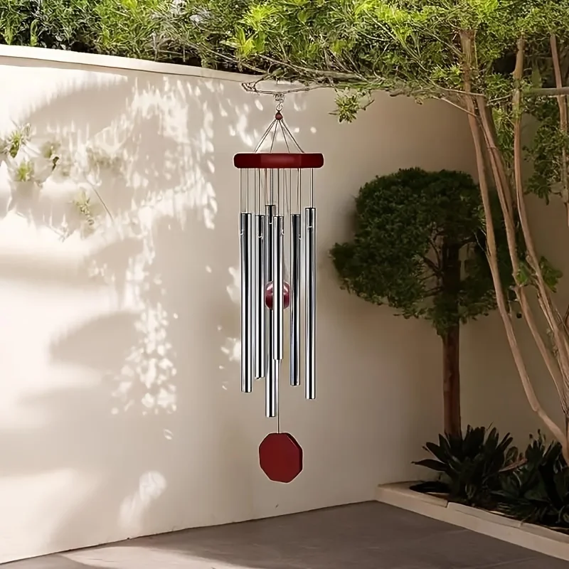 1pcs Hanging 6 Metal Tubes Solid Wood Wind Chime for Outdoor Garden Terrace Decoration Wind Chime Craft