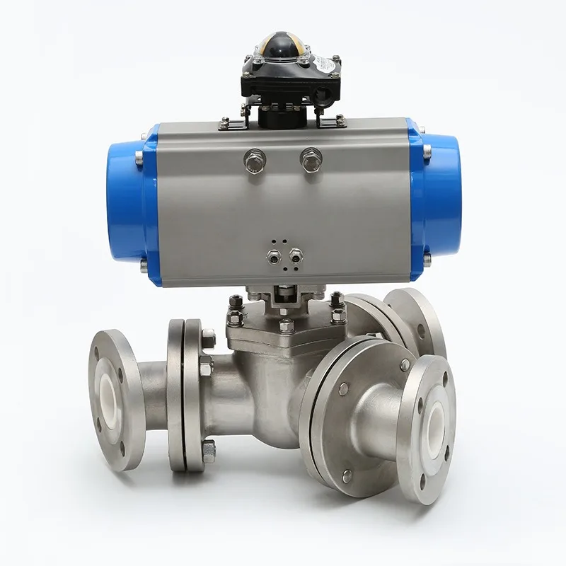 Pneumatic Y-Type Three-Way Ball Valve Splitter Diverter for Dust Granule Discharge Rotary Y Directional Control Valve Equipment