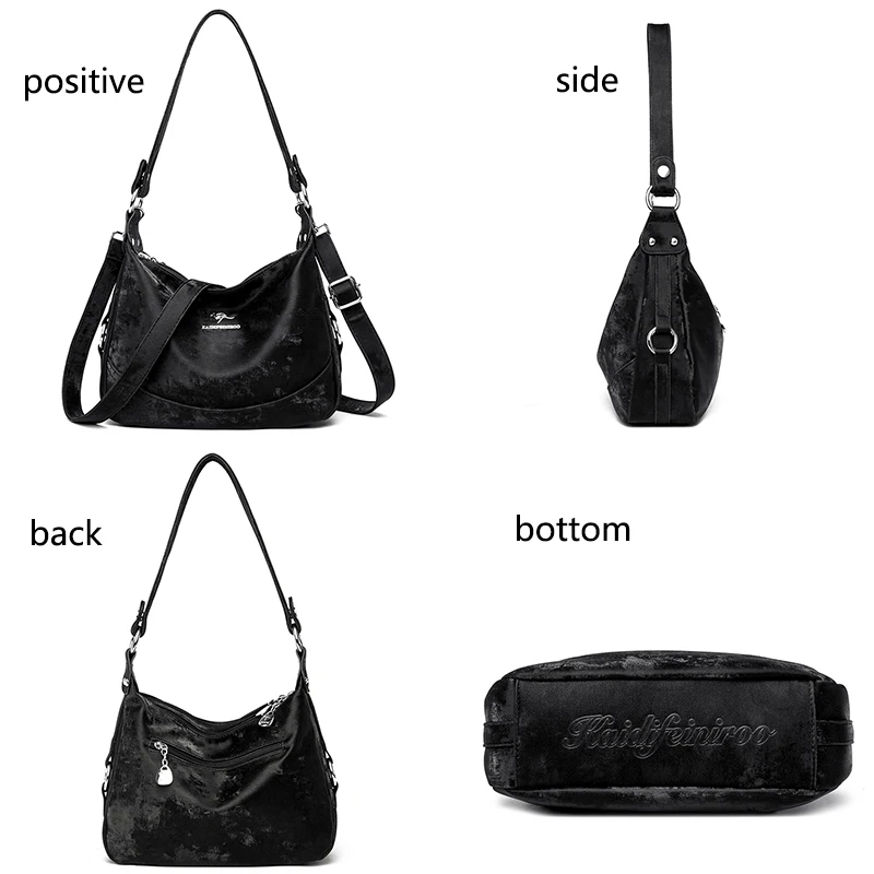 2-Layer Large Capacity Women\'s Shoulder Bag New High Quality Soft Leather Female Crossbody Bags Simple Solid Color Girl Handbag