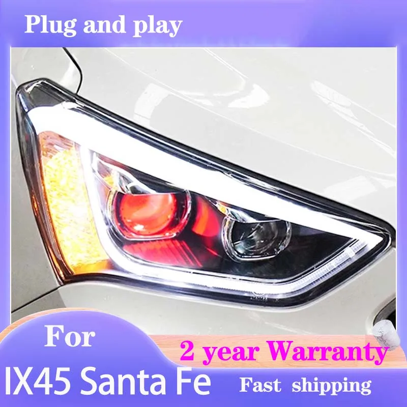 Car Accessories for Hyundai Santa Fe Headlights 2013-2016 IX45 Headlamp DRL Dynamic Turn Signal High Beam Projector Lens