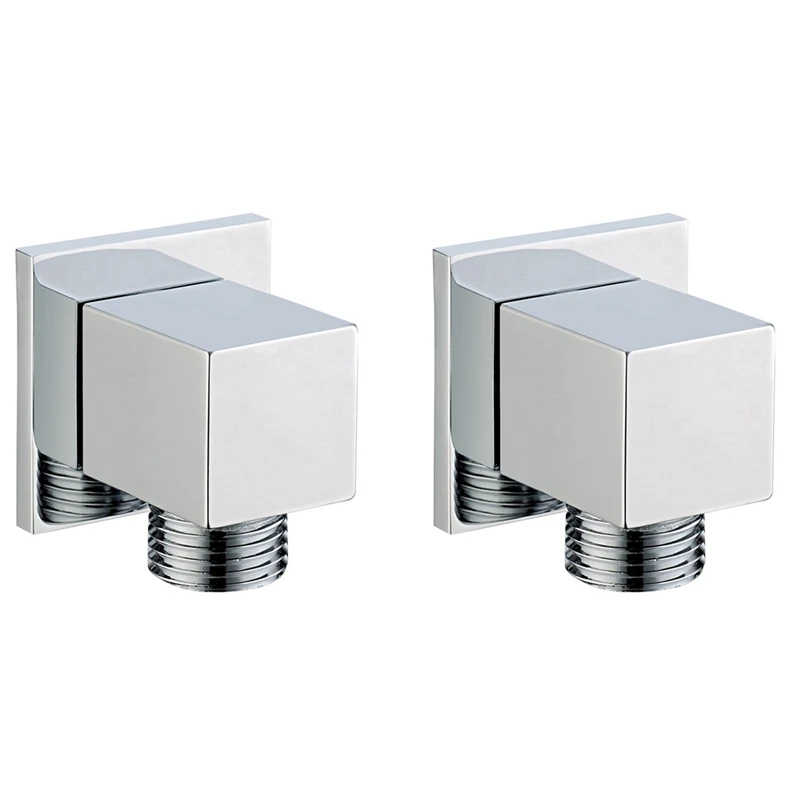 2X G1/2Inch Shower Hose Connector Square Accessories For Bathroom Brass Body Wall Connector Bracket For Shower Hose