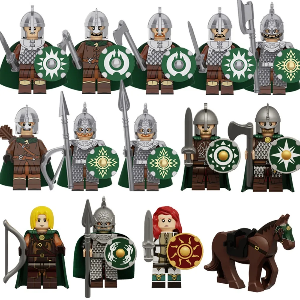 KT1046 KT1078 Medieval Rohan Knight Bow and Arrow Axe Hand Splicing Building Block Toy Figure