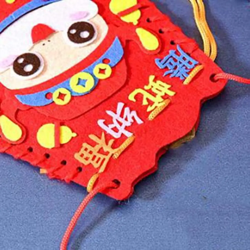 

Non-woven Fabric Snake Pattern Hnadbag Handmade Chinese Style Cartoon Snake Lucky Bag Zodiac with Hanging Rope