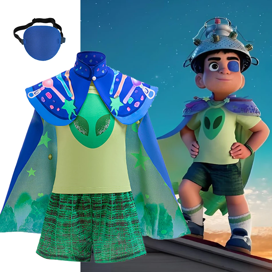 

2025 New Cartoon Movies Elio Cosplay Clothes Baby Boys O-Neck Short Sleeve Shorts Cloak Sets Children Halloween Carnival Costume