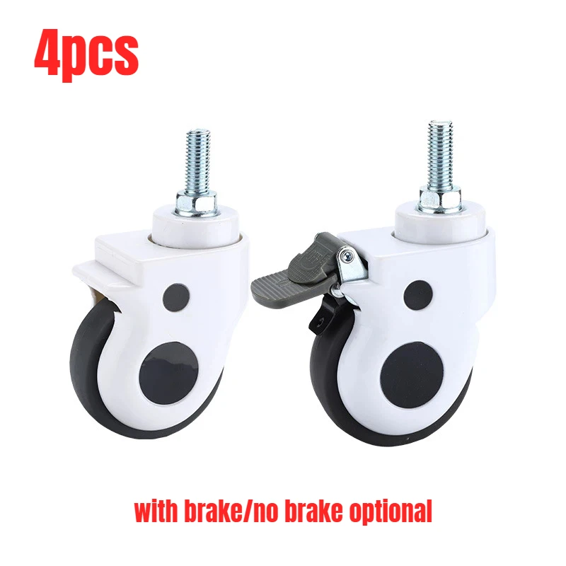 4PCS Medical Caster Wheels with M12x25mm Mounting Bolt Swivel/ Brake Silent Smooth Rolling for Hospital Beds, Carts & Equipment