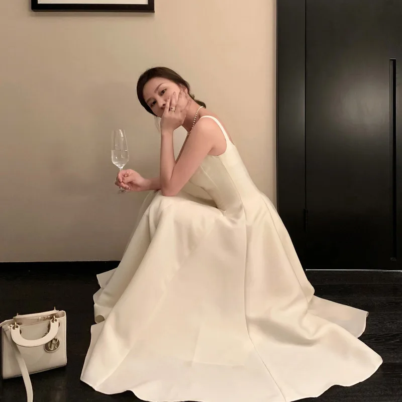 

2025 New Style Little Small White Waist-cinching Daily Wearable Light Wedding Wedding Evening Party Pageant Dresses Bridesmaid