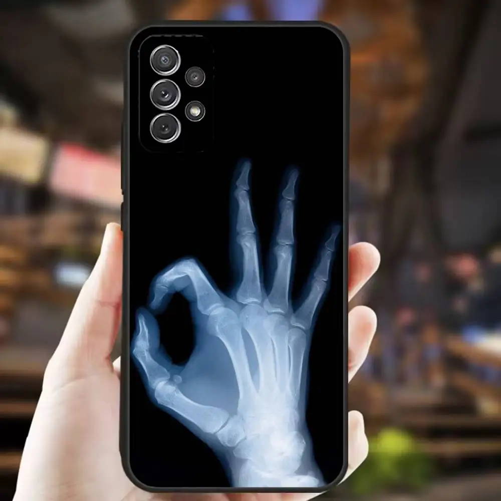 حافظة هاتف X-RAY هيكل عظمي شعاعي لهاتف سامسونج S25، S24، S21، S22، S23، S30، Ultra، S20، Plus، Fe، Lite، Note، 10,9,5G غطاء أسود