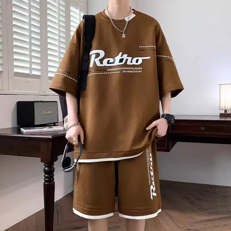 Teen Boys Summer 2 Piece Set Short Sleeve Shorts Sportswear 2026 New Athletic Gym Fitness Outfit Breathable Casual Tracksuit