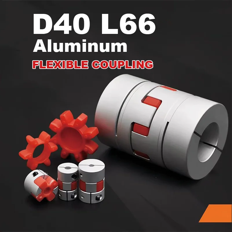 1Set D40 L66 Aluminum Alloy Plum Blossom Coupling Motor Screw Encoder Coupling CNC Machine Tool Coupling Sleeve ID 8mm-22mm