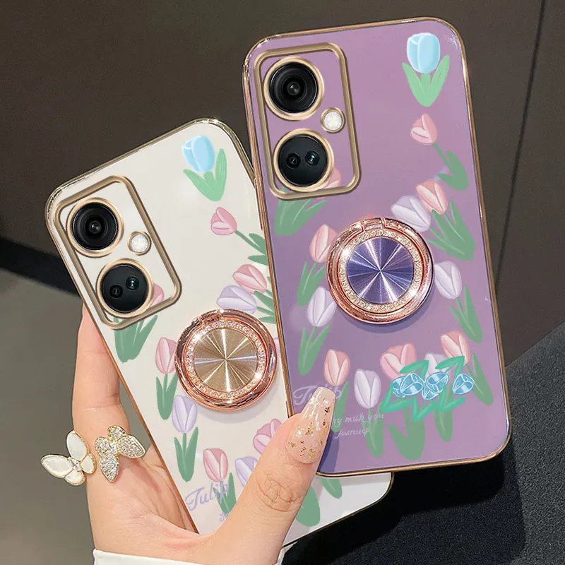 مجوهرات حزام الحبل لطيف لطيف توليب حامل هاتف الحال بالنسبة Oneplus 9 9r 8T 10 Ace 11 11R 12 Pro Ace 2b 2 3 3 فولت حامل غطاء