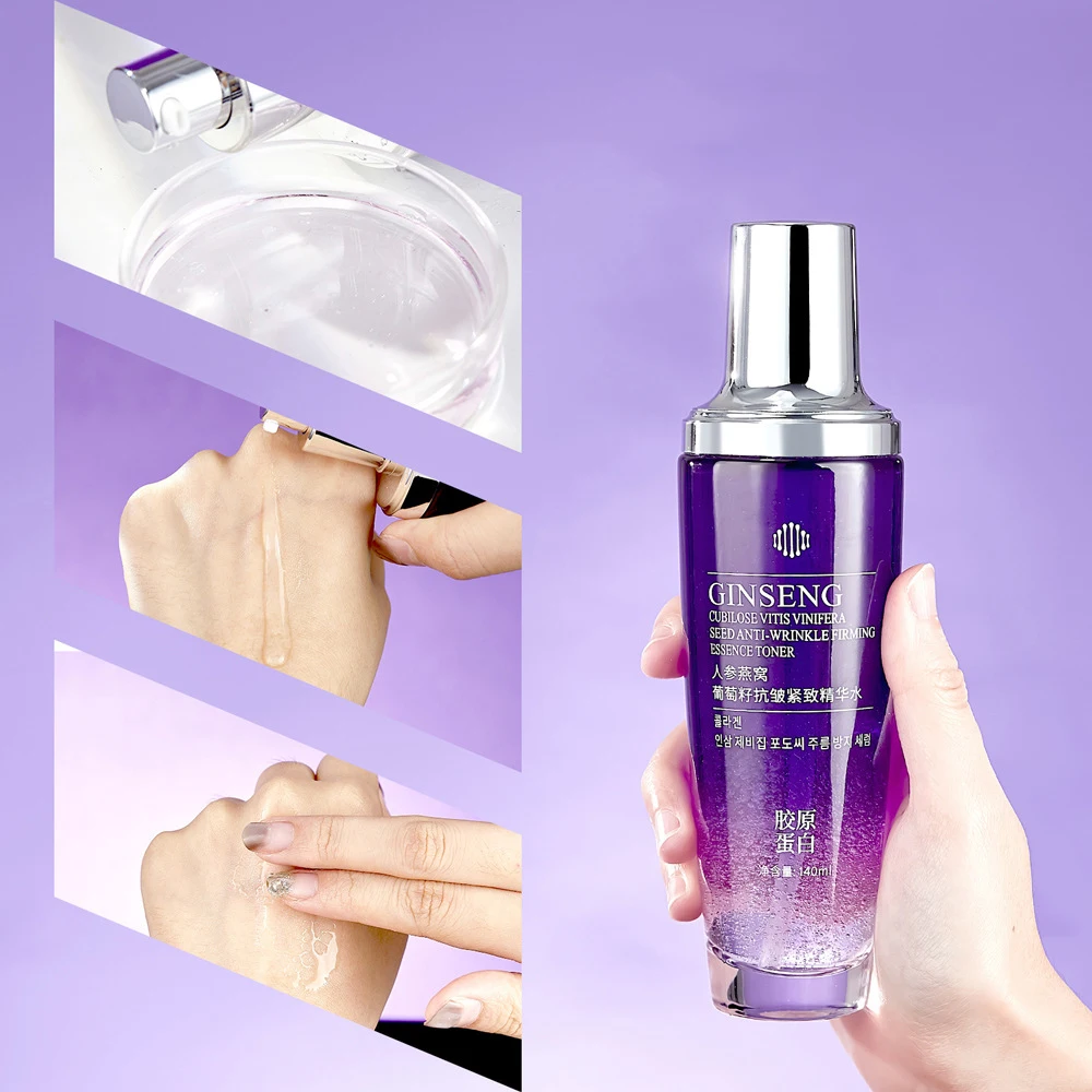 Ginseng Bird's Nest Grape Seed Anti Wrinkle Firming Essence Water Facial Moisturize Tighten Delicate Smooth Skincare Face Toner
