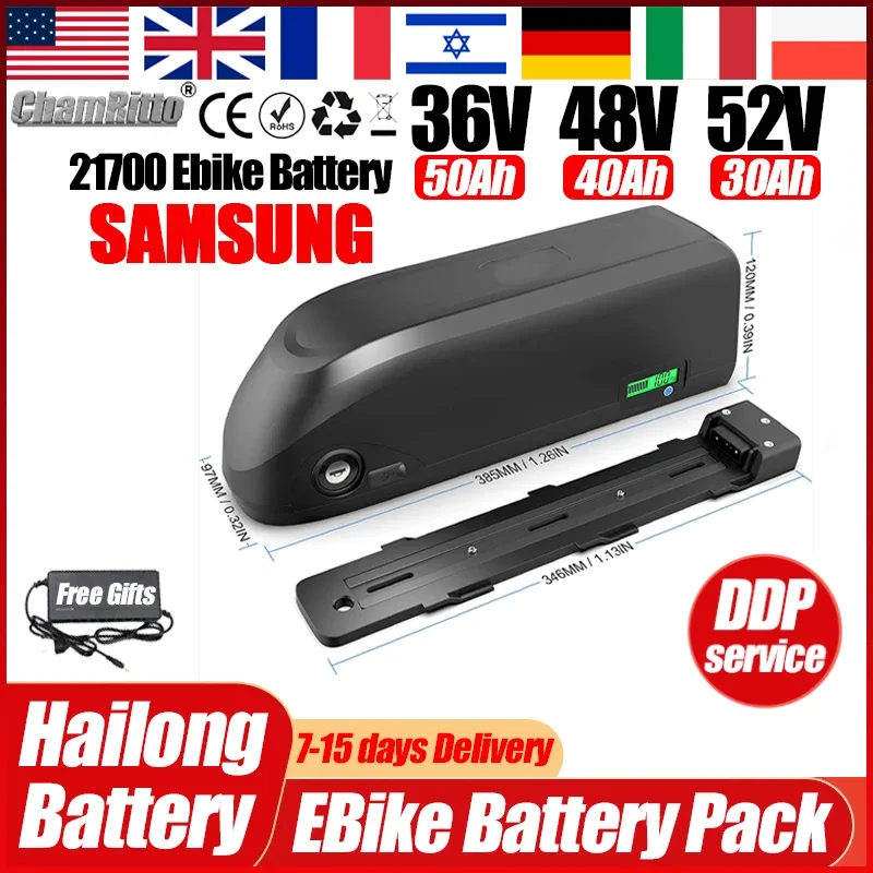 

36 В 48 В 52 В cham Rider Elektrische fiets ebike Battery 20 25ah 30ah 40ah 50ah Электрический велосипед Bafang 750w 2000w Литиевая батарея